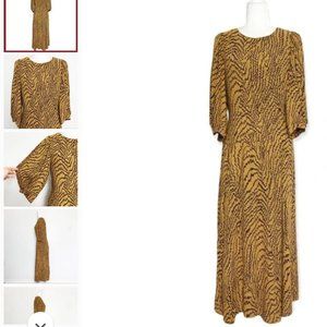 Yessica Puff Sleeve Midi Dress Mustard 36 Small